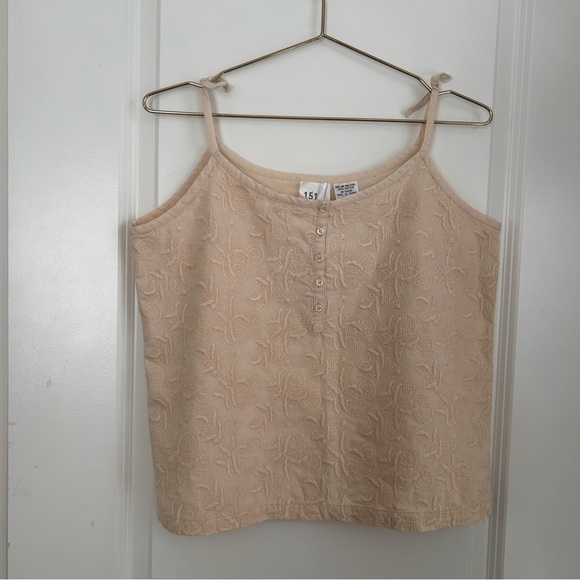 Vintage cream embroidered cotton y2k strappy cami tank top - Picture 5 of 5